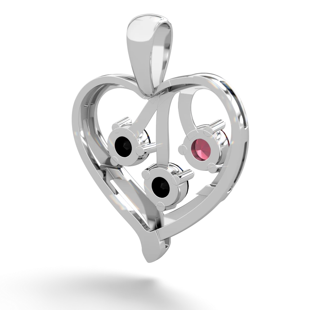 Ruby Glowing Heart 14K White Gold pendant P2233