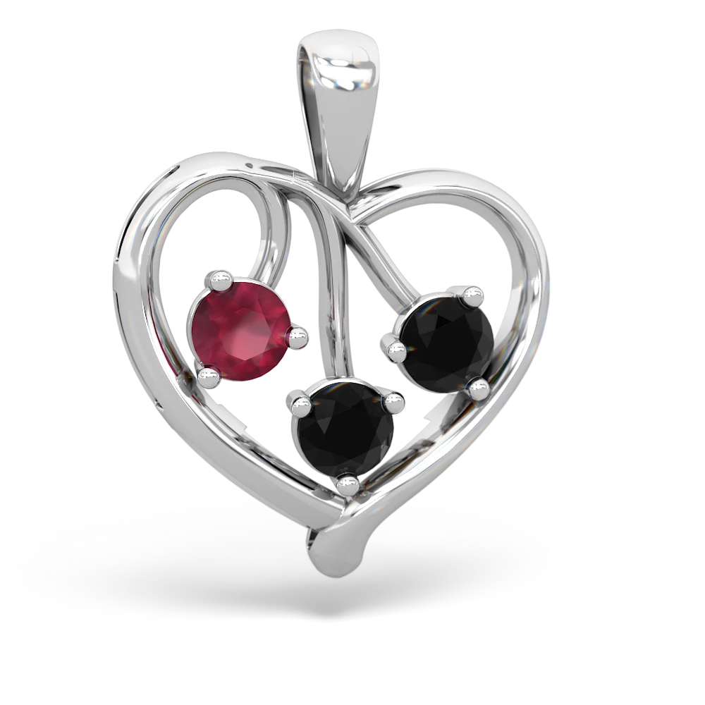 Ruby Glowing Heart 14K White Gold pendant P2233