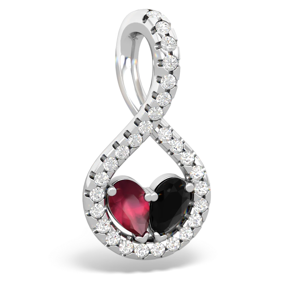 Ruby Pave Twist 'One Heart' 14K White Gold pendant P5360