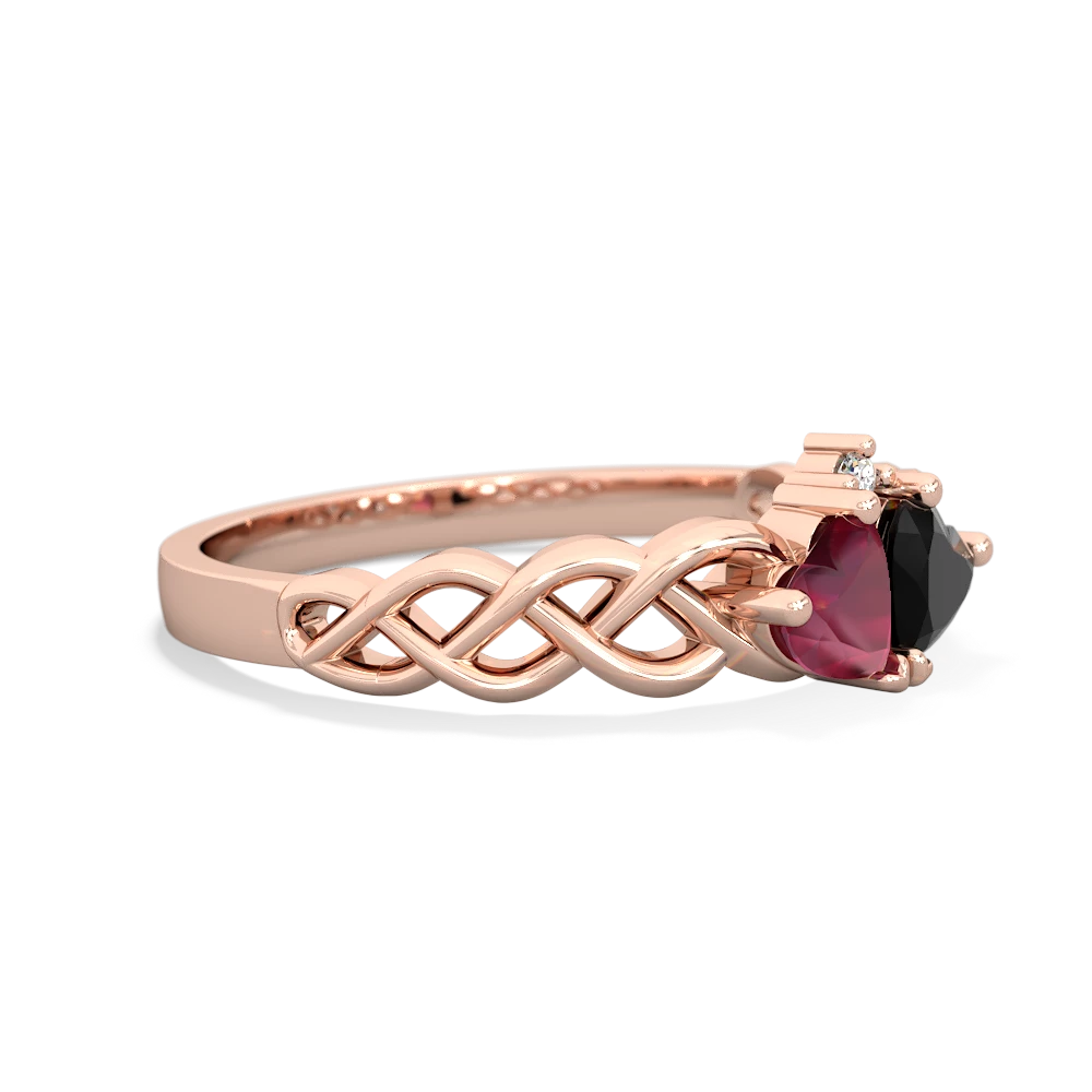 Ruby Heart To Heart Braid 14K Rose Gold ring R5870