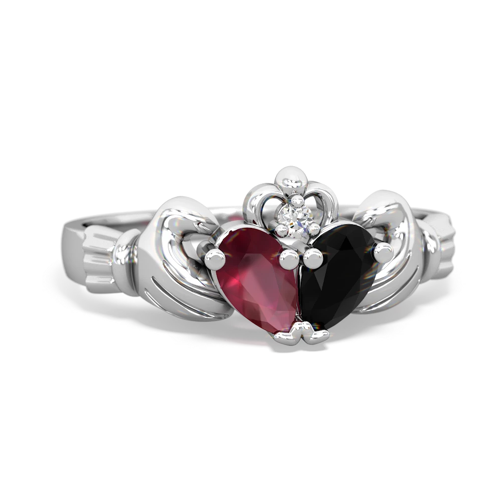 Ruby 'Our Heart' Claddagh 14K White Gold ring R2388