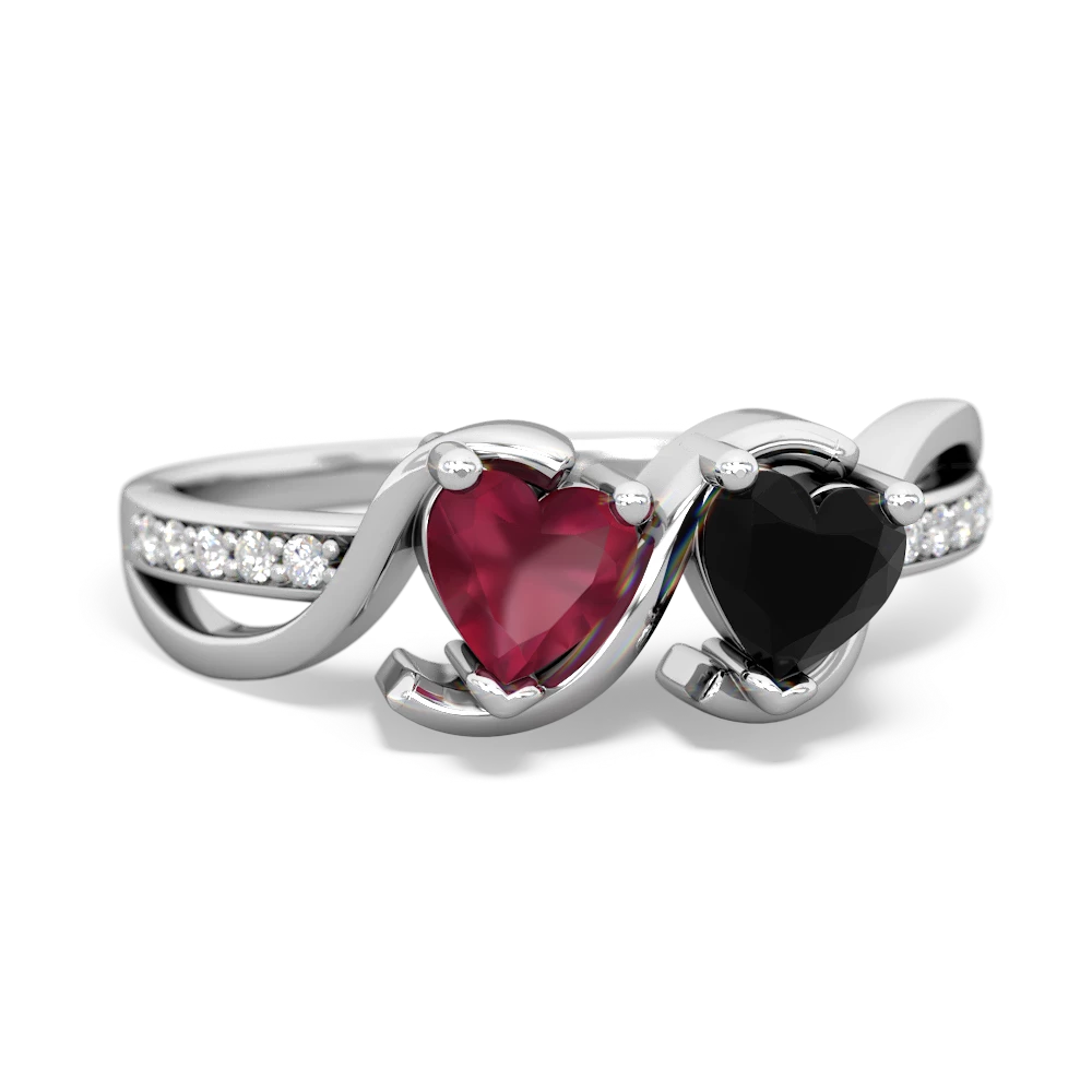 Ruby Side By Side 14K White Gold ring R3090