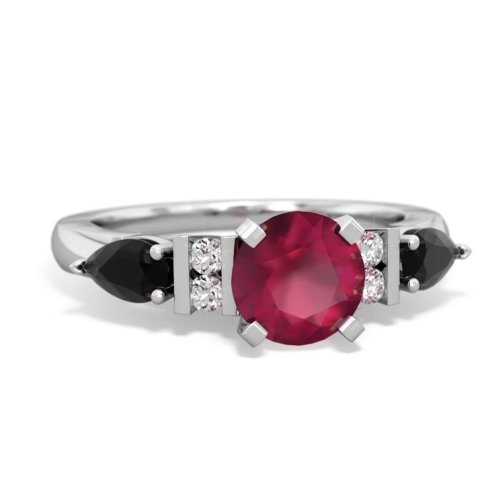 Ruby 6Mm Round Eternal Embrace Engagement 14K White Gold ring R2005