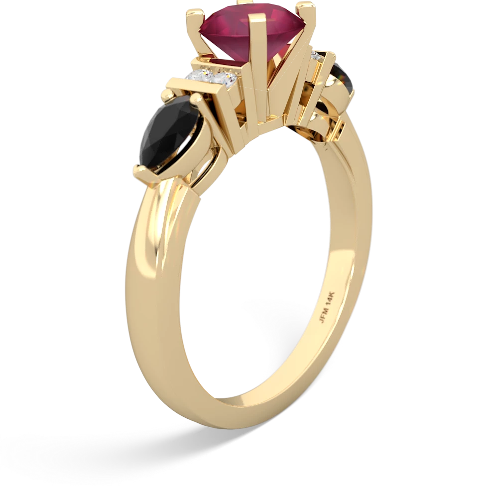 Ruby 6Mm Round Eternal Embrace Engagement 14K Yellow Gold ring R2005