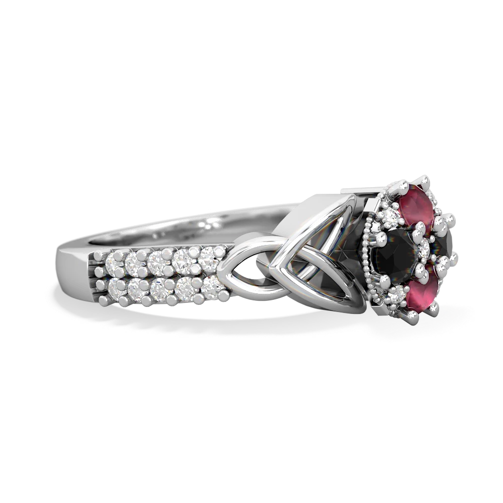 Ruby Celtic Knot Cluster Engagement 14K White Gold ring R26443RD