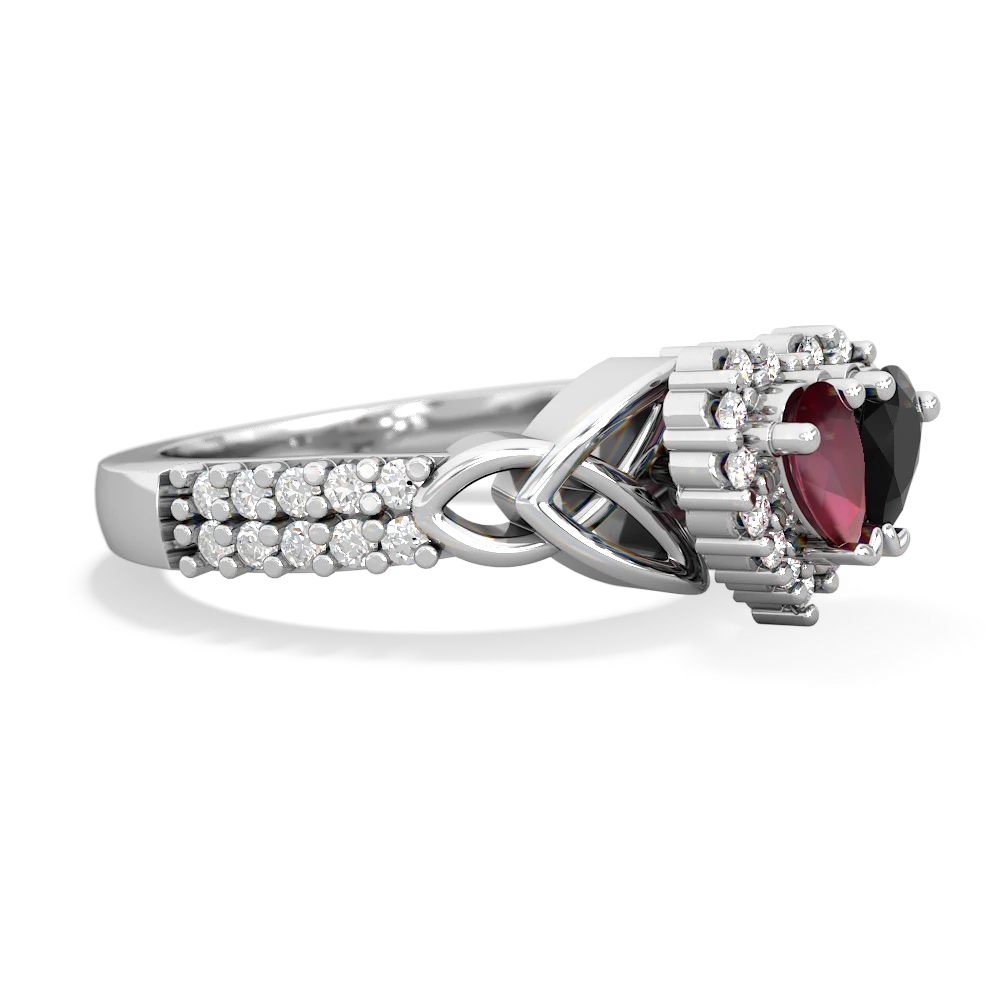 Ruby Celtic Knot Two Hearts As One 14K White Gold ring R2644HRT