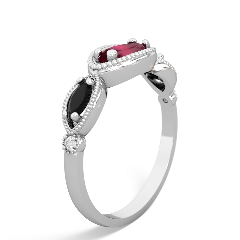 Ruby Milgrain Marquise 14K White Gold ring R5700