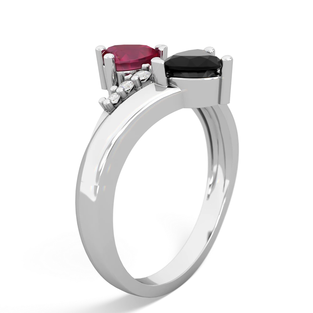 Ruby Heart To Heart 14K White Gold ring R2064