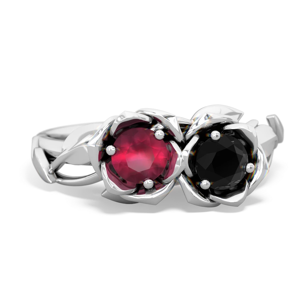 Ruby Rose Garden 14K White Gold ring R5510