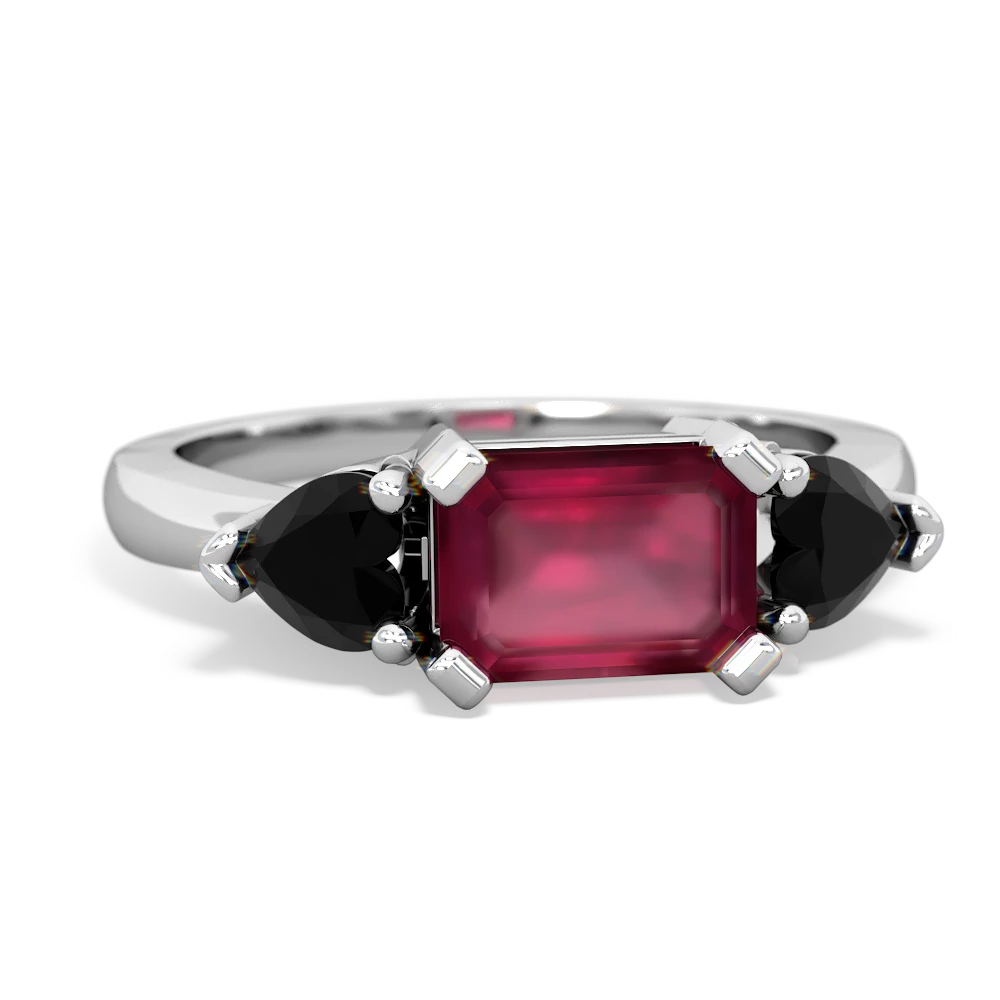 Ruby Three Stone 14K White Gold ring R5235