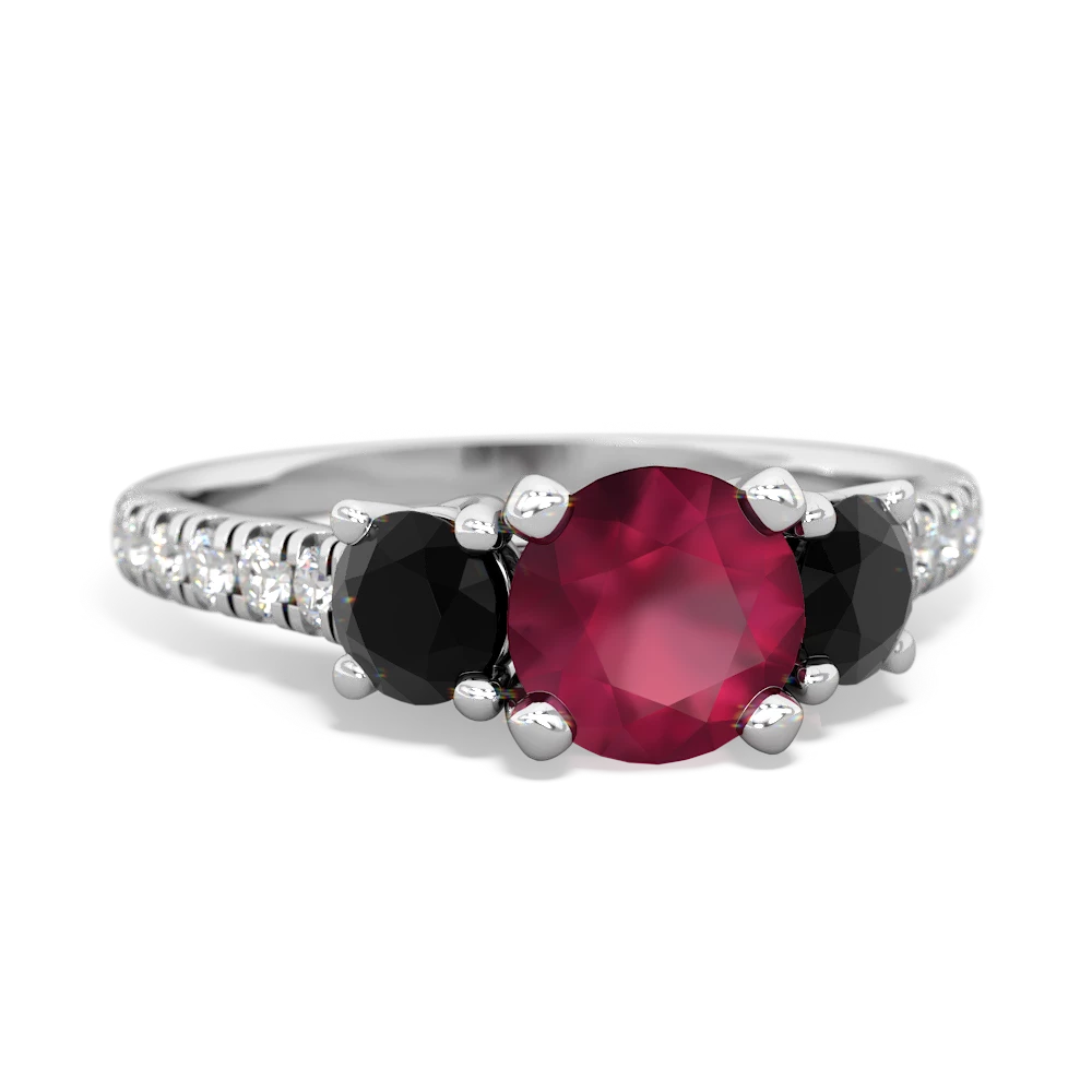 Ruby Pave Trellis 14K White Gold ring R5500