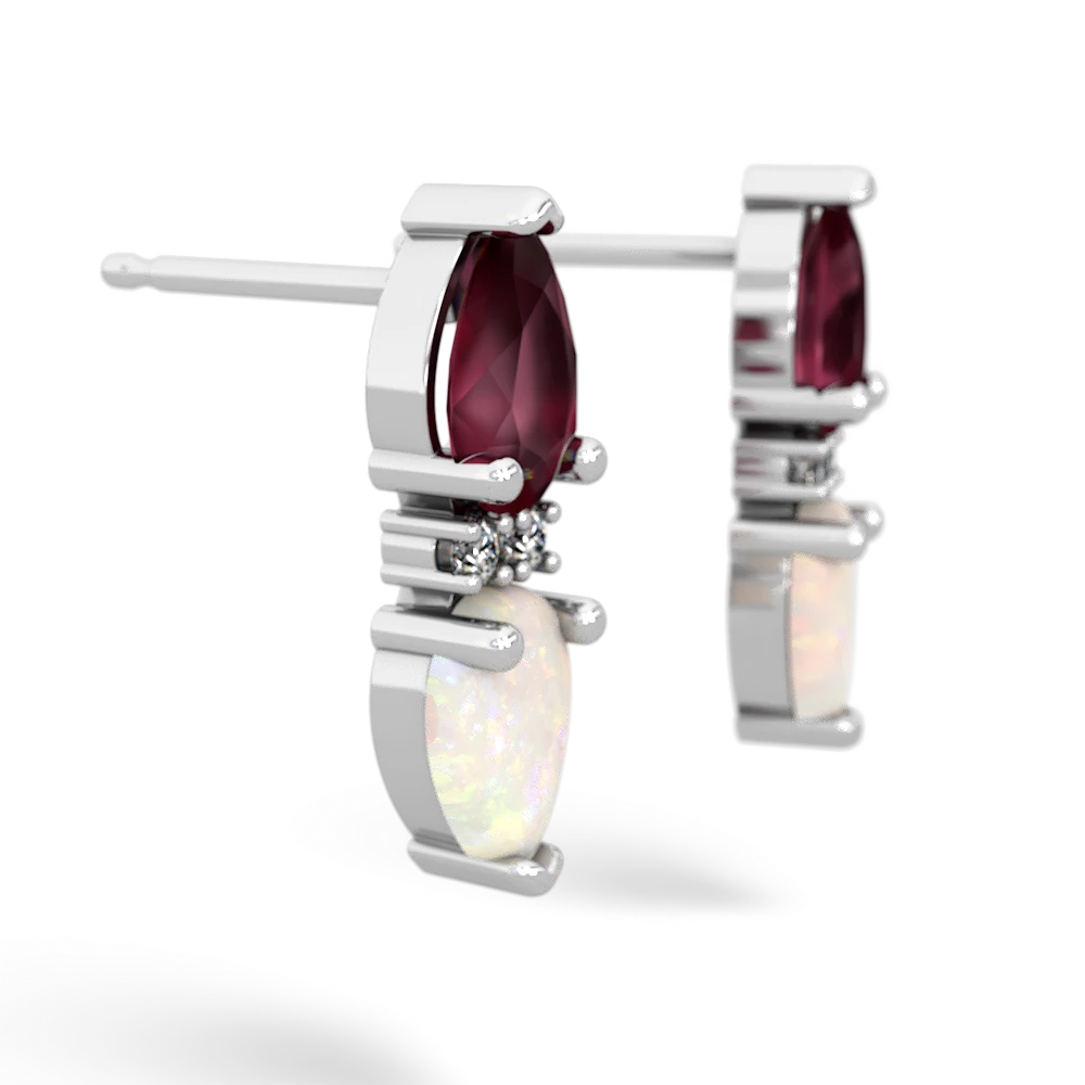 Ruby Bowtie Drop 14K White Gold earrings E0865