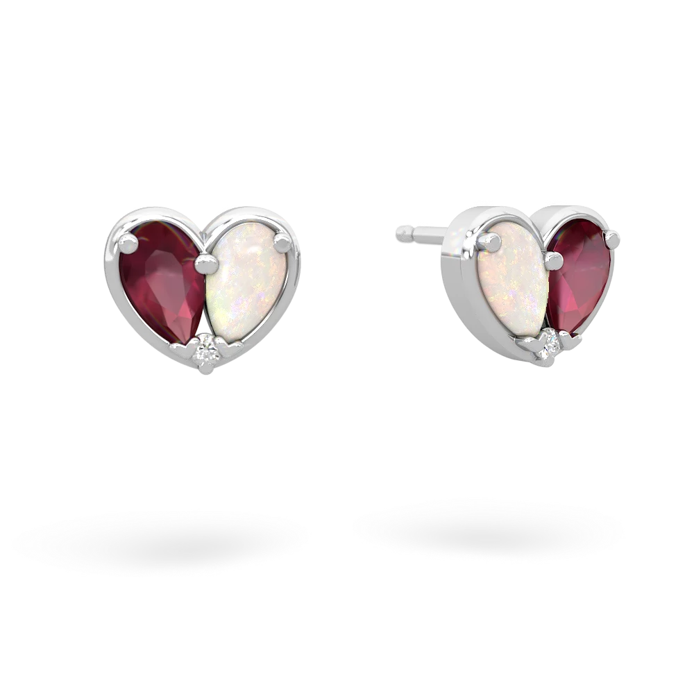 Ruby 'Our Heart' 14K White Gold earrings E5072