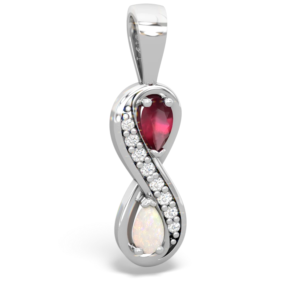 Ruby Diamond Infinity 14K White Gold pendant P5390