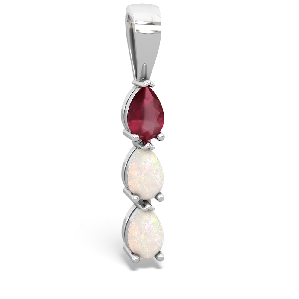 Ruby Dew Drops 14K White Gold pendant P2251