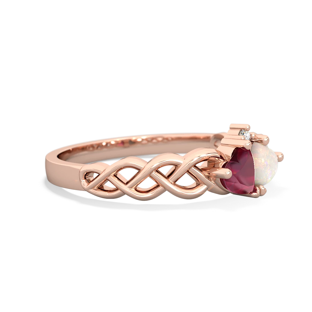 Ruby Heart To Heart Braid 14K Rose Gold ring R5870