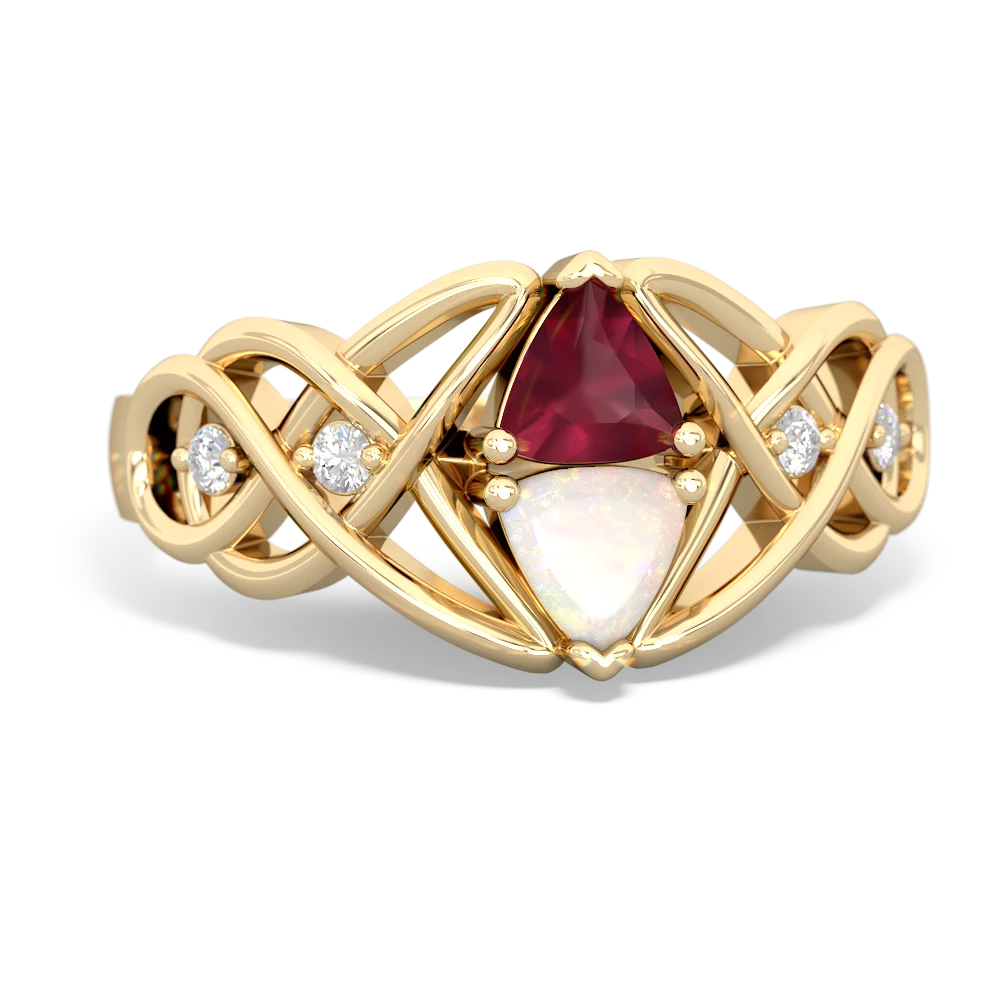 Ruby Keepsake Celtic Knot 14K Yellow Gold ring R5300