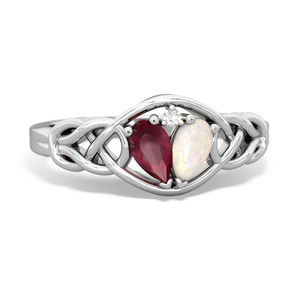 Ruby Celtic Love Knot 14K White Gold ring R5420