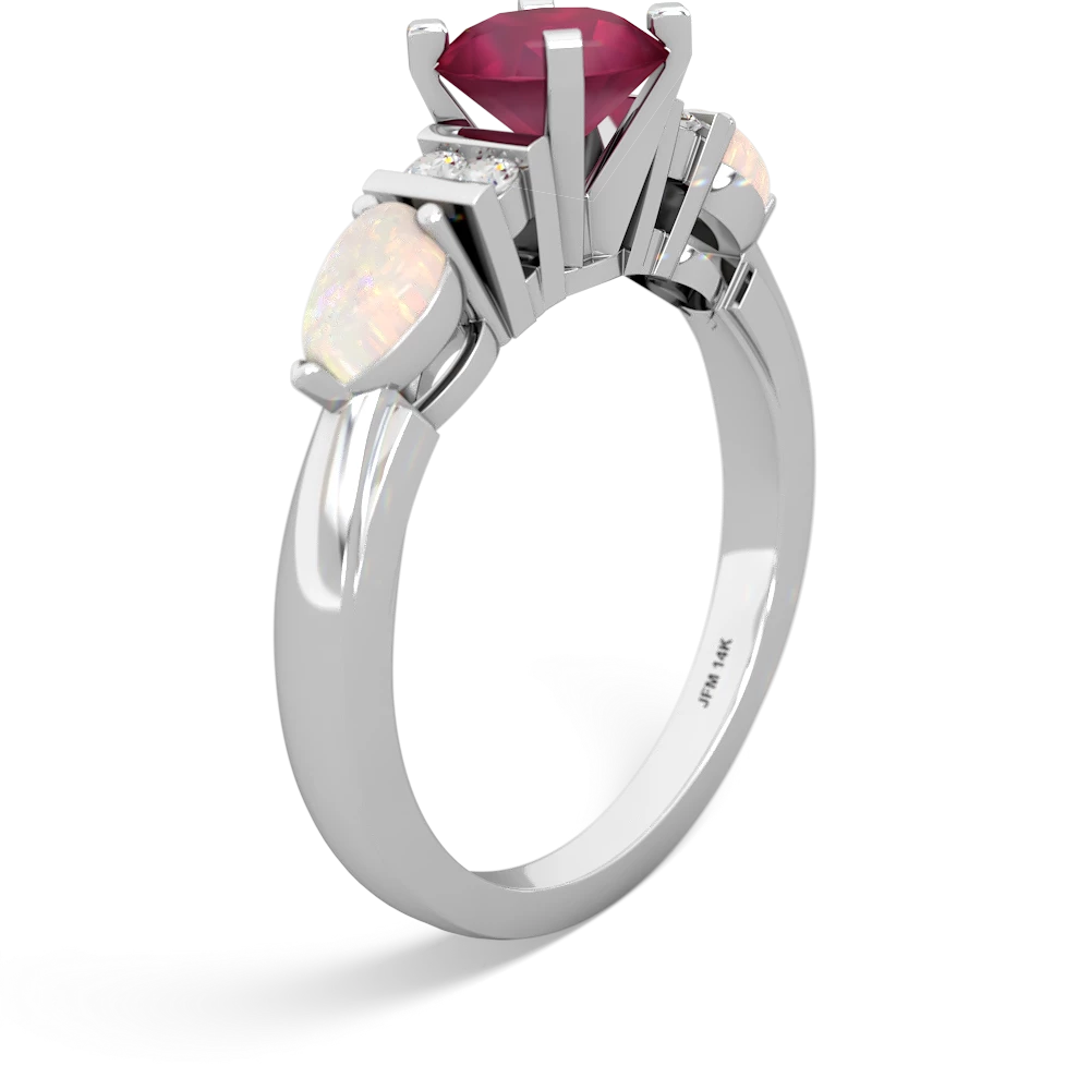 Ruby 6Mm Round Eternal Embrace Engagement 14K White Gold ring R2005