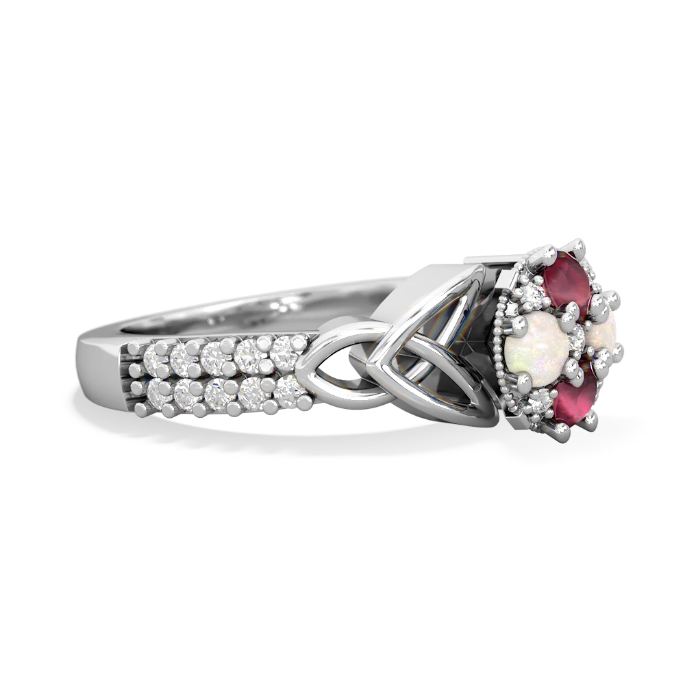 Ruby Celtic Knot Cluster Engagement 14K White Gold ring R26443RD