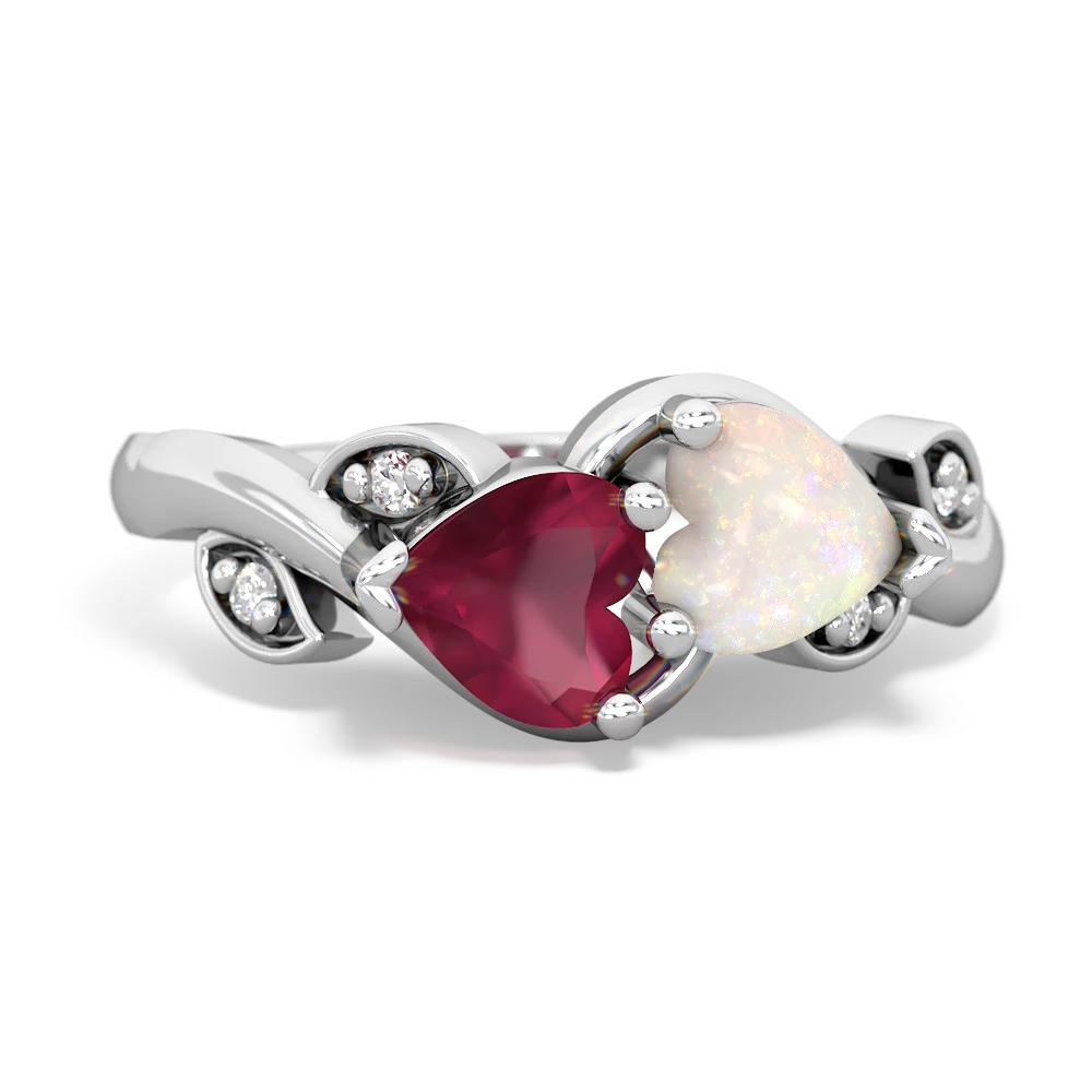 Ruby Floral Elegance 14K White Gold ring R5790