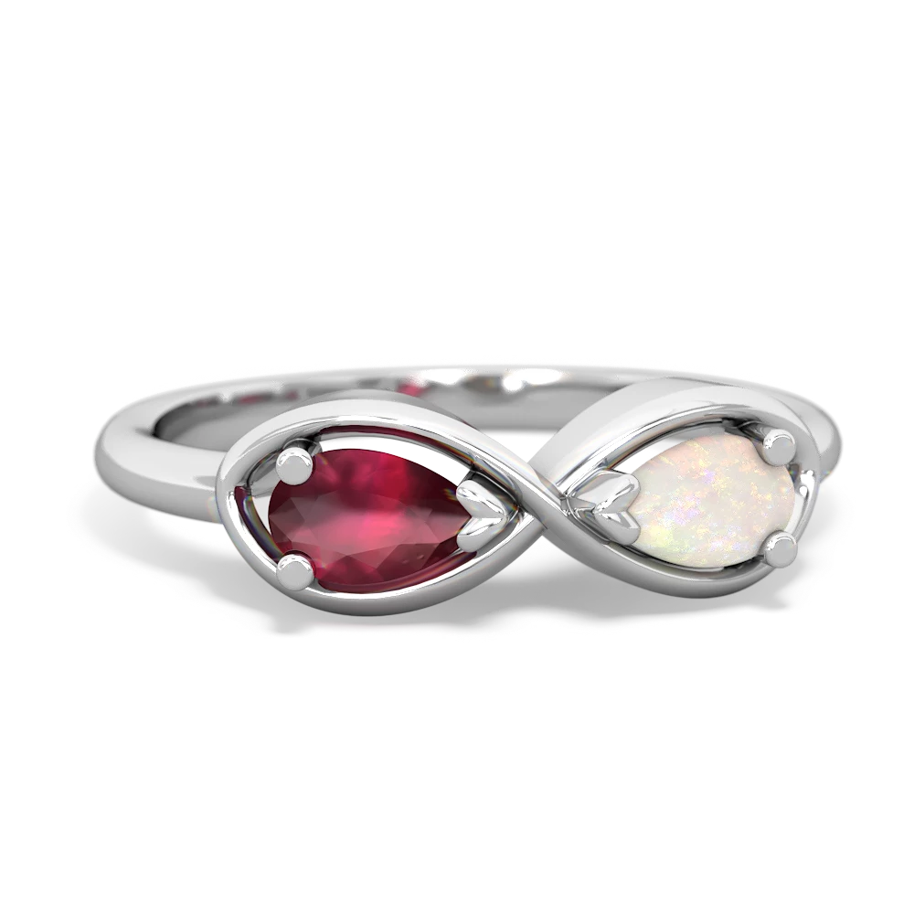 Ruby Infinity 14K White Gold ring R5050