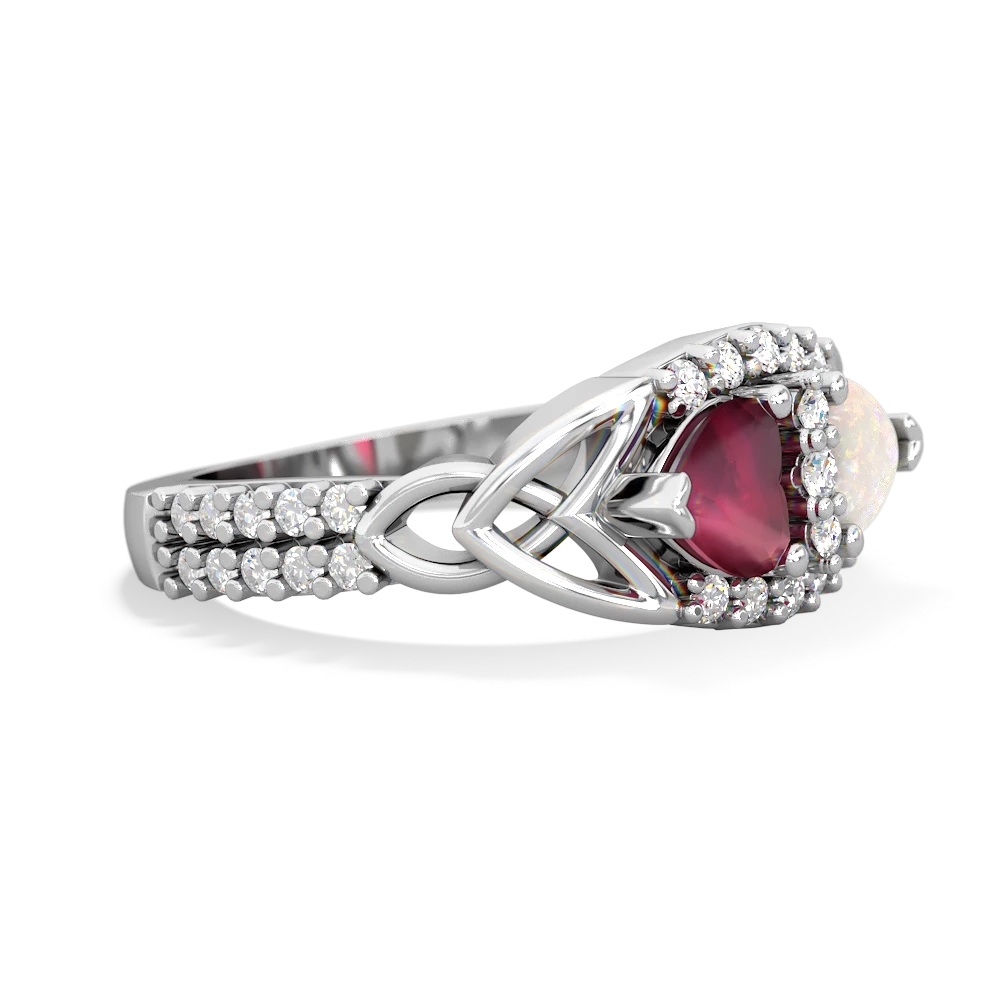 Ruby Sparkling Celtic Knot 14K White Gold ring R2645