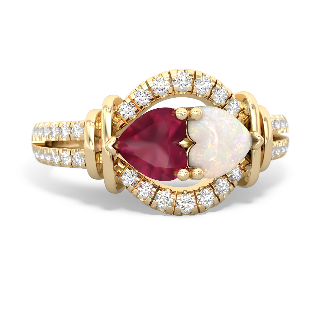 Ruby Art-Deco Keepsake 14K Yellow Gold ring R5630