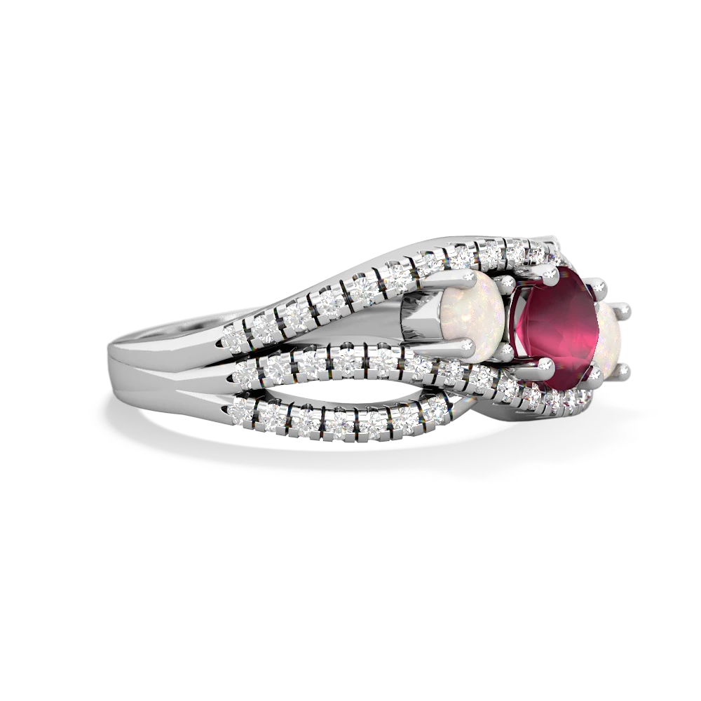 Ruby Three Stone Aurora 14K White Gold ring R3080