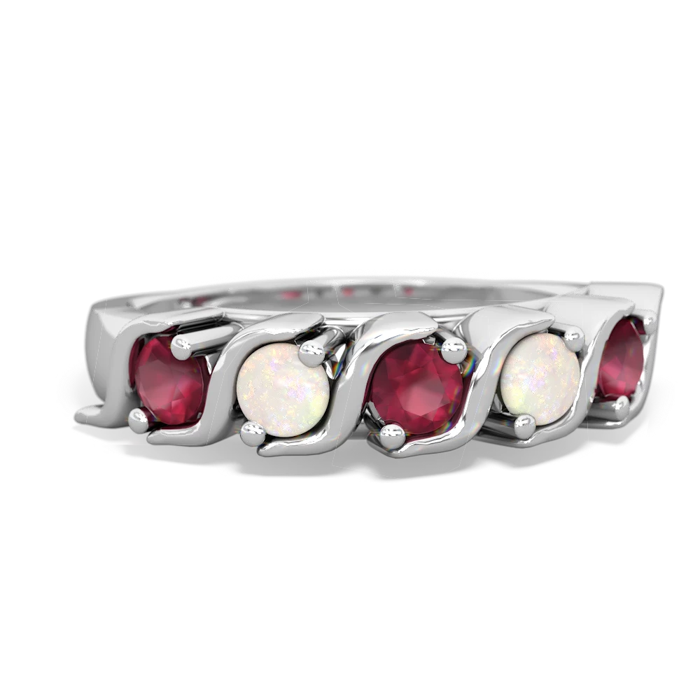 Ruby Anniversary Band 14K White Gold ring R2089