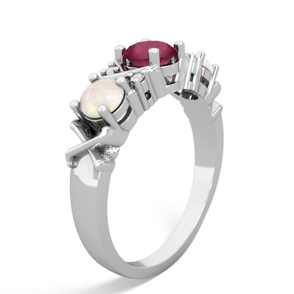 Ruby Hugs And Kisses 14K White Gold ring R5016