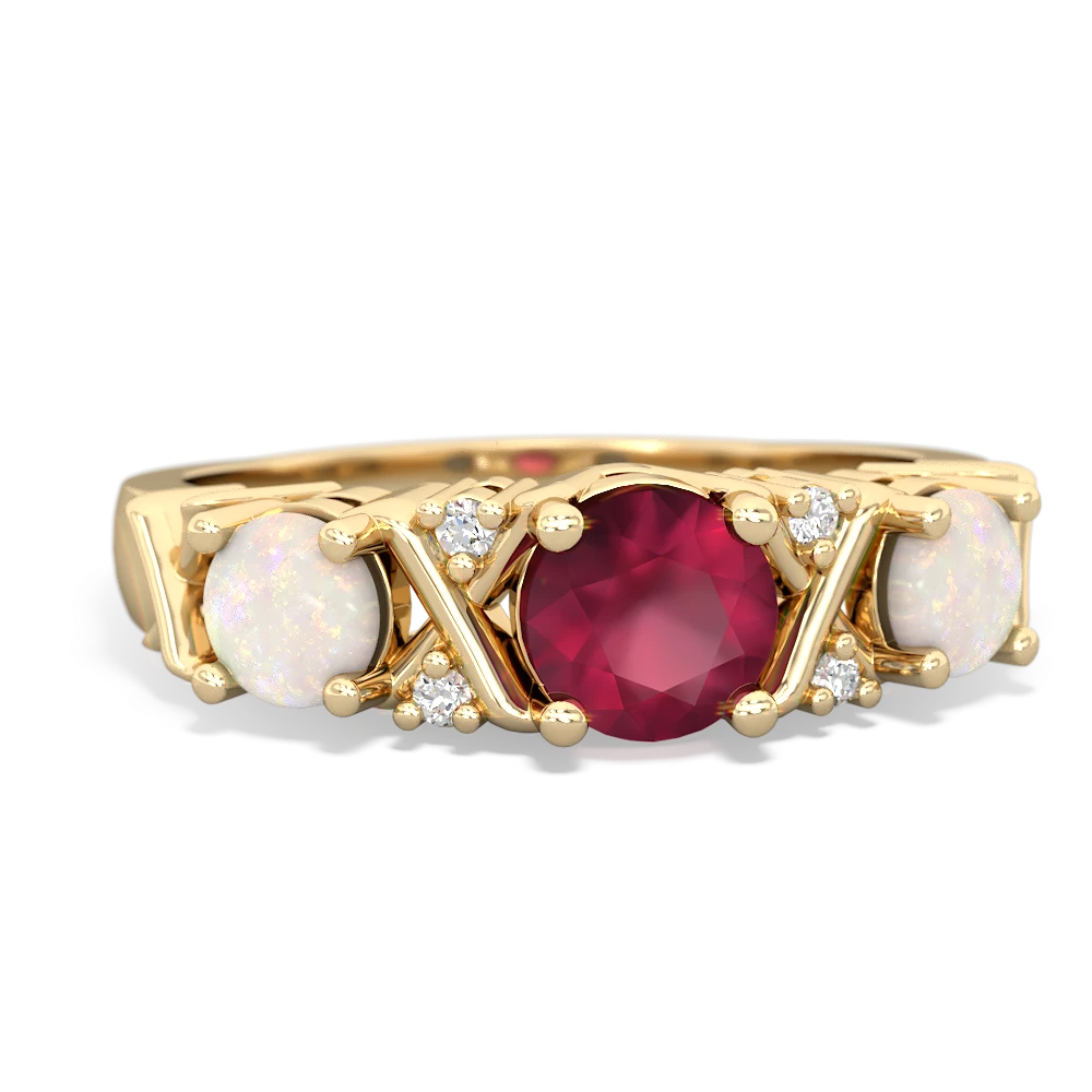 Ruby Hugs And Kisses 14K Yellow Gold ring R5016