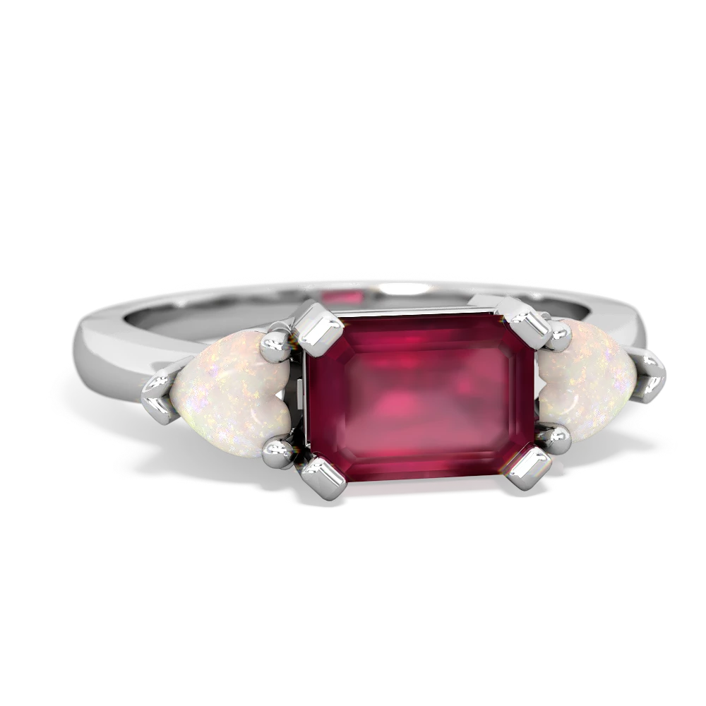 Ruby Three Stone 14K White Gold ring R5235