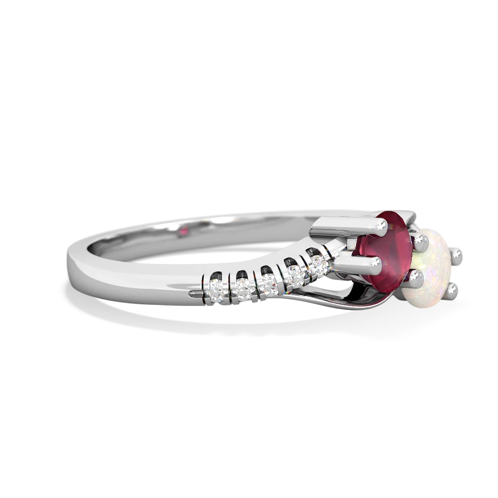 Ruby Infinity Pave Two Stone 14K White Gold ring R5285