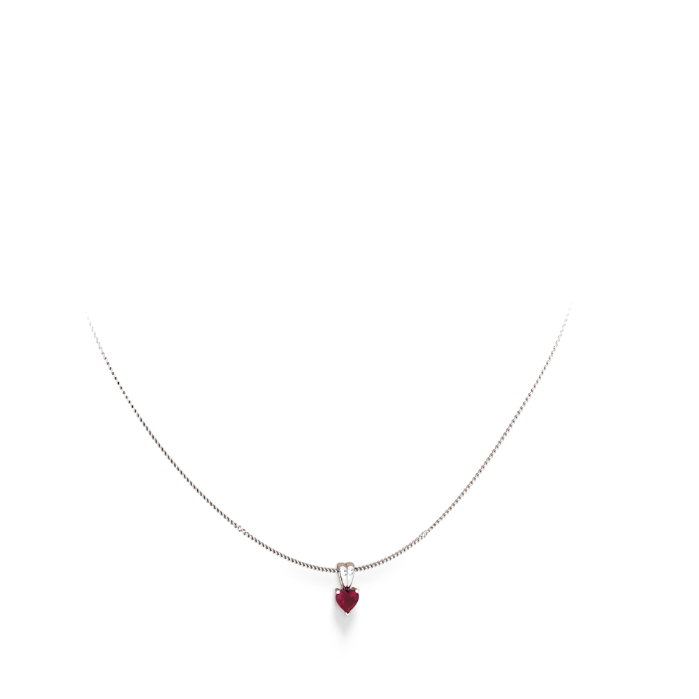 Ruby 5Mm Heart Solitaire 14K White Gold pendant P1861