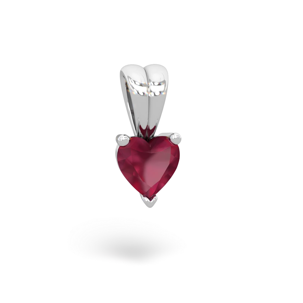 Ruby 5Mm Heart Solitaire 14K White Gold pendant P1861