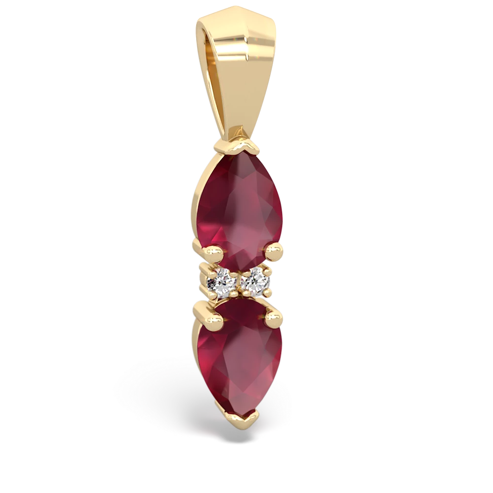 Ruby Bowtie Drop 14K Yellow Gold pendant P0865