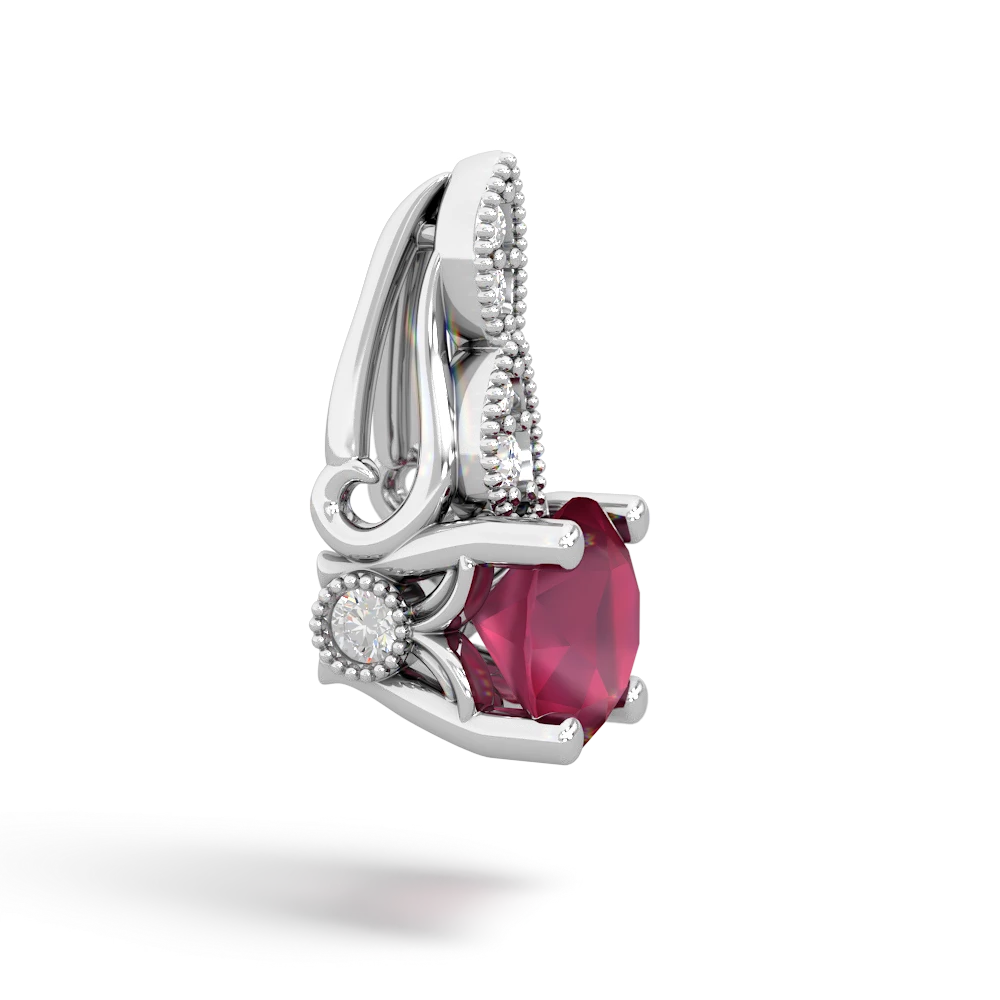 Ruby Antique Elegance 14K White Gold pendant P3100