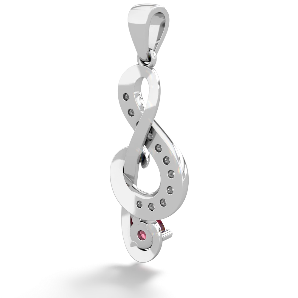 Ruby G-Clef Music 14K White Gold pendant P5830