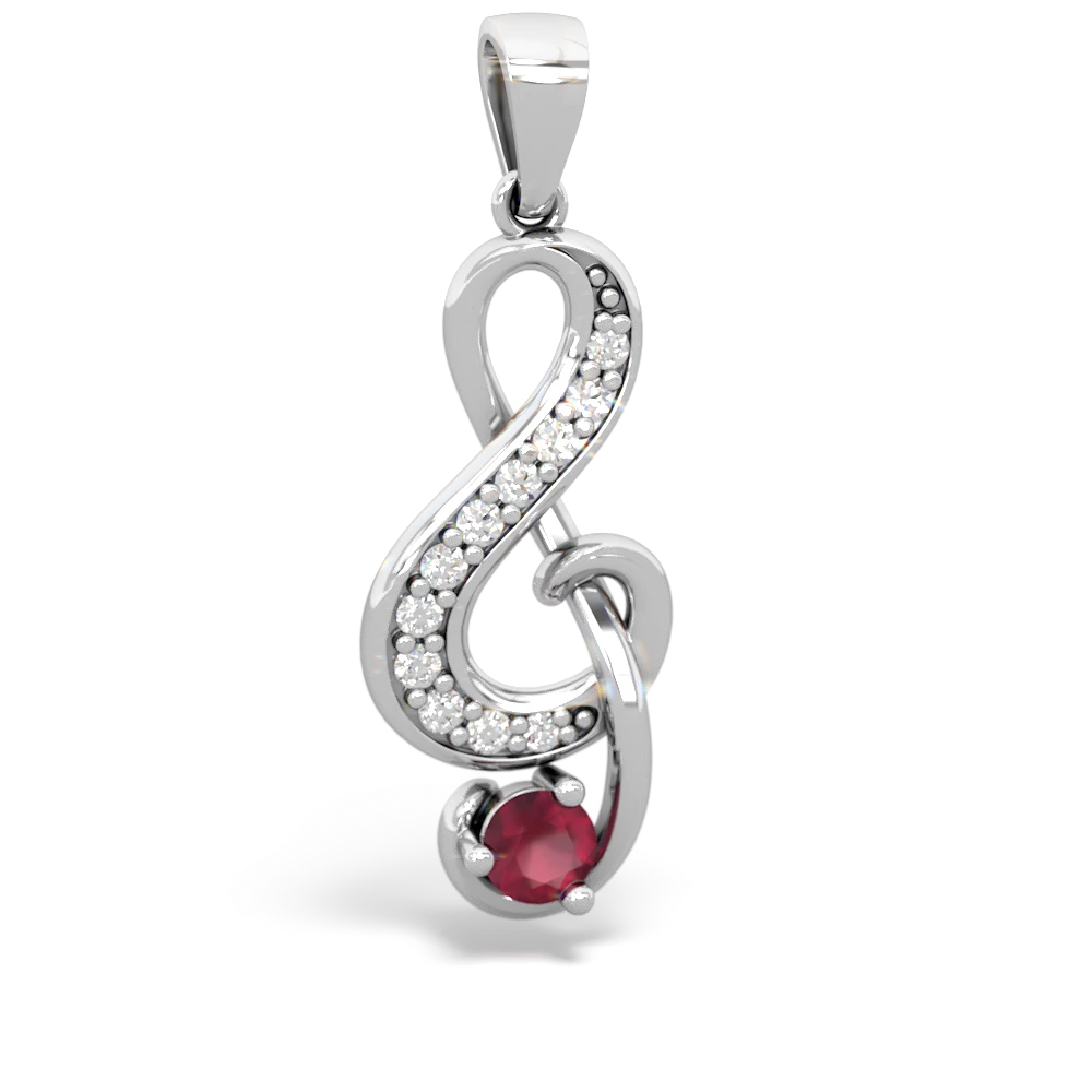 Ruby G-Clef Music 14K White Gold pendant P5830