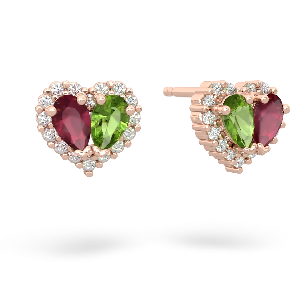 Ruby Halo 14K Rose Gold earrings E7008