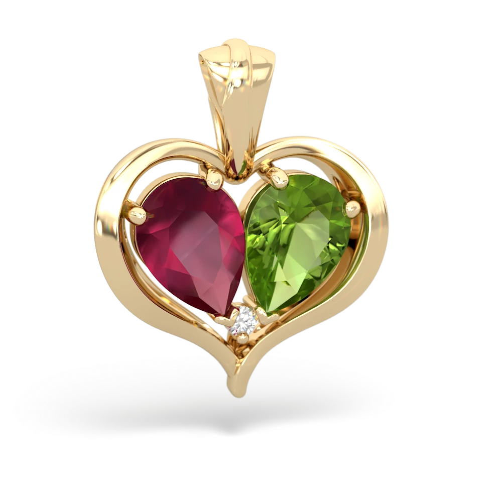 Ruby Two Become One 14K Yellow Gold pendant P5330