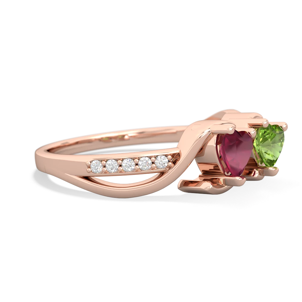 Ruby Side By Side 14K Rose Gold ring R3090