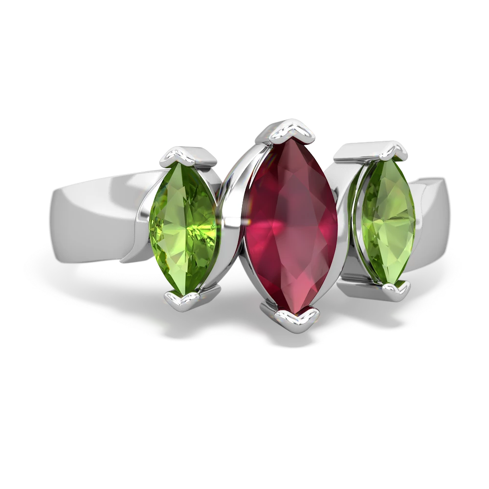 Ruby Three Peeks 14K White Gold ring R2433