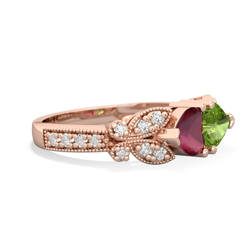 Ruby Diamond Butterflies 14K Rose Gold ring R5601