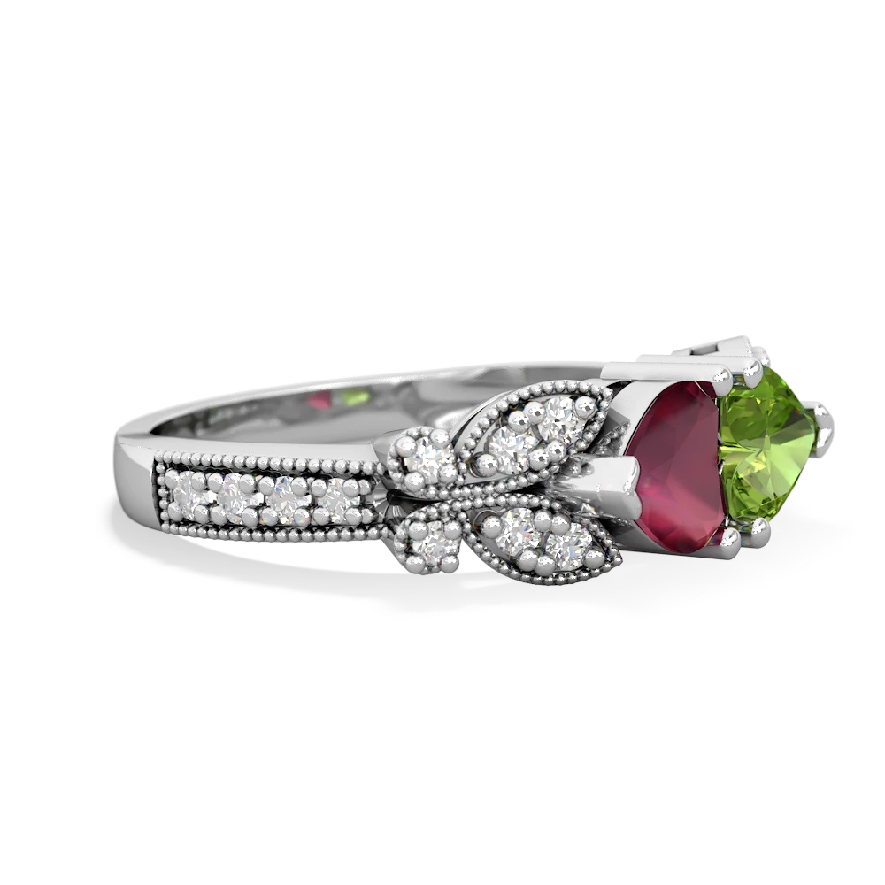 Ruby Diamond Butterflies 14K White Gold ring R5601