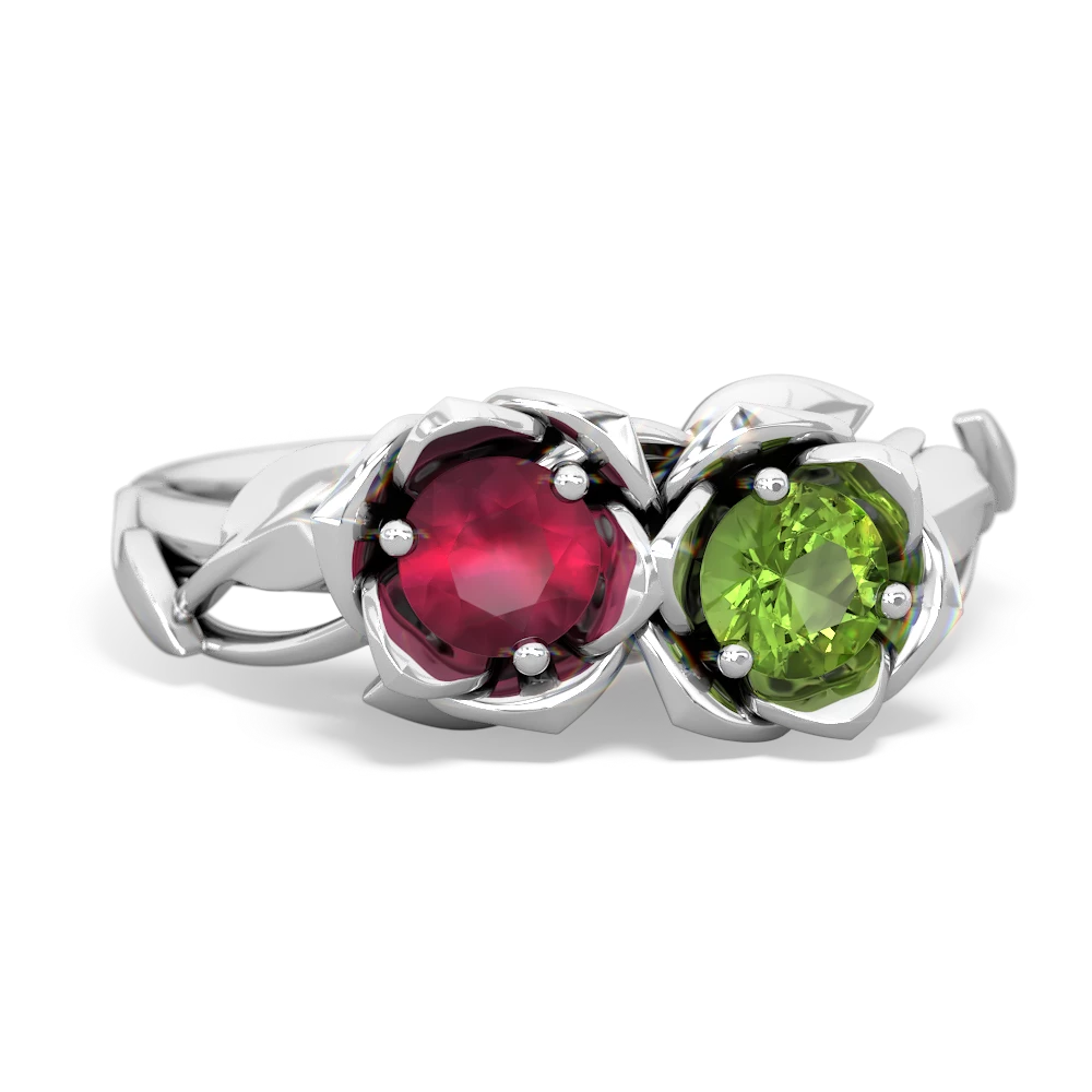 Ruby Rose Garden 14K White Gold ring R5510