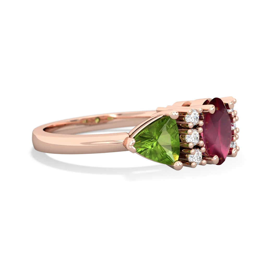 Ruby Antique Style Three Stone 14K Rose Gold ring R2186