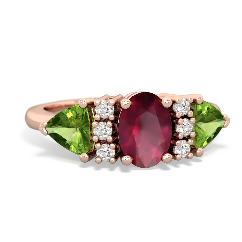 Ruby Antique Style Three Stone 14K Rose Gold ring R2186