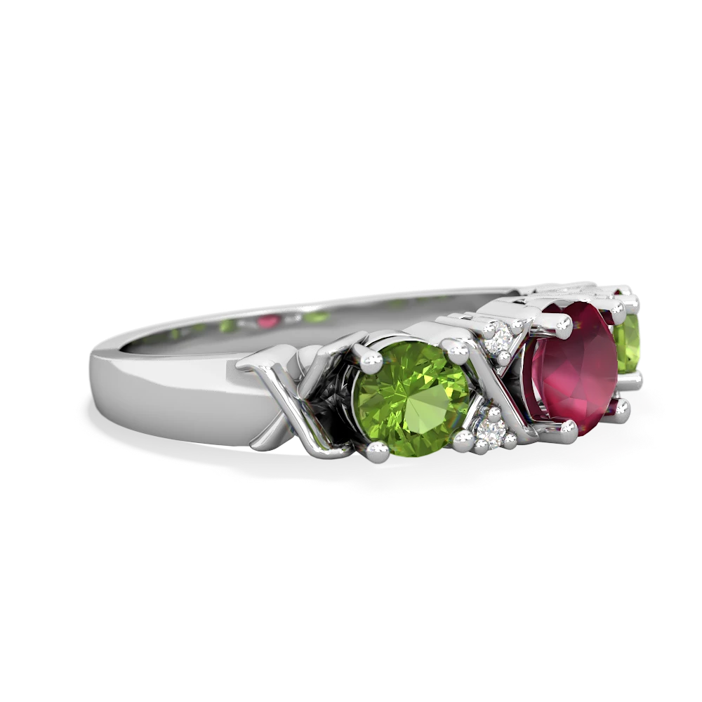 Ruby Hugs And Kisses 14K White Gold ring R5016